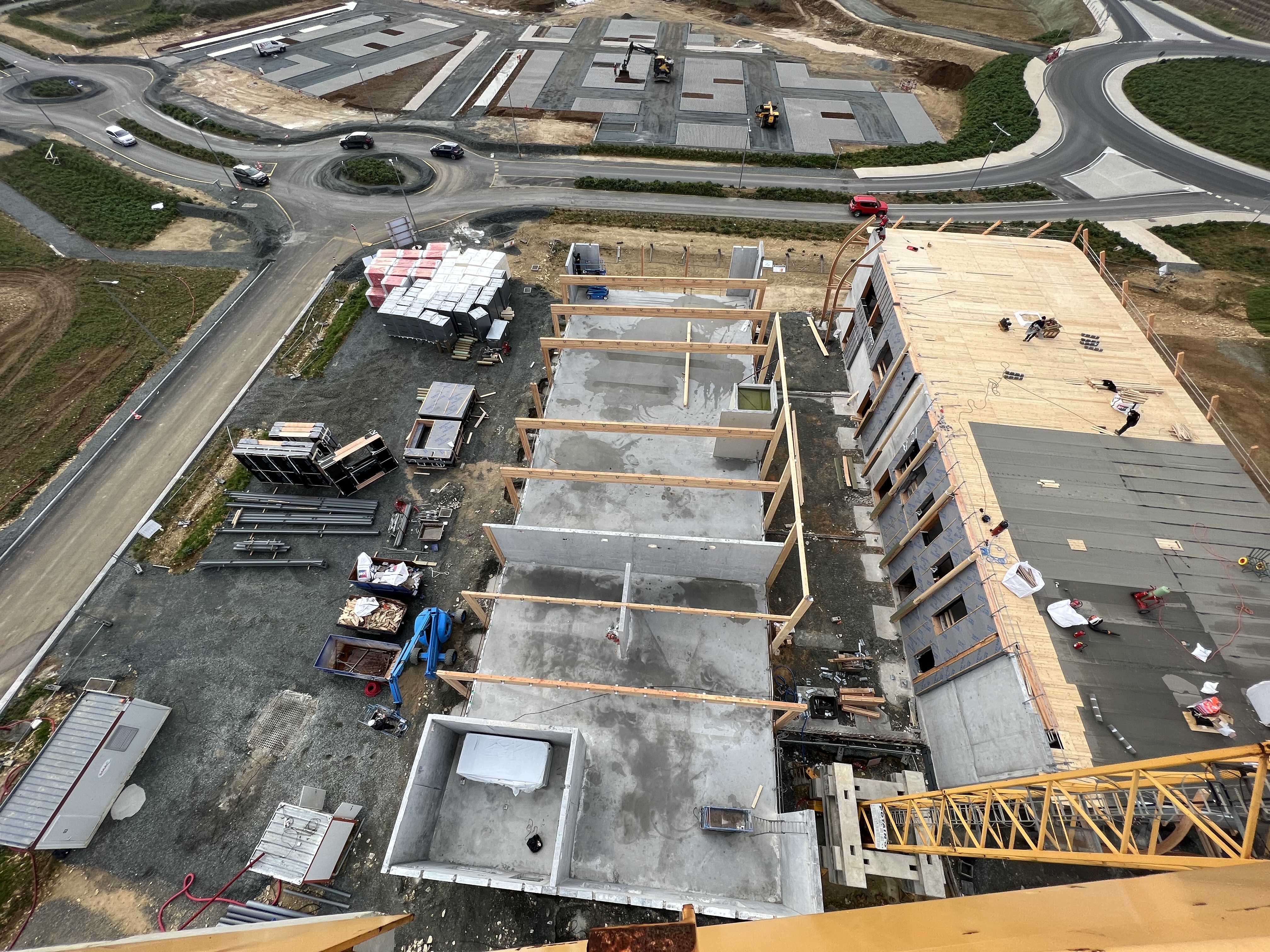 Chantier en cours vue d'en haut (sur grue)